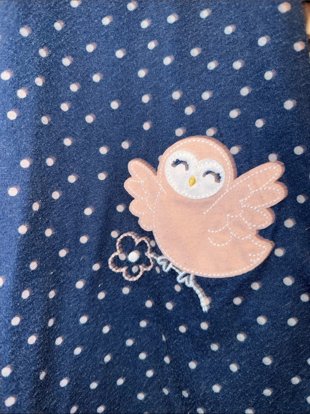 Carter's Navy Polka Dot Girls' Nightgown with Pink Bird Applique